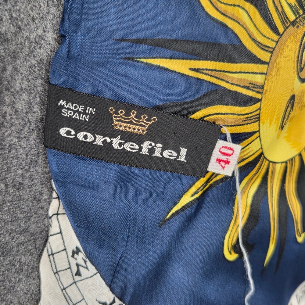Vintage Cortefiel Mens Gray Wool Blazer Size 40 Moon Sun Lined‎ Celestial - Picture 6 of 14